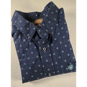 Ariat Jacobi Classic Fit Mens Large Long Sleeve 10054695Blue Geometric Western